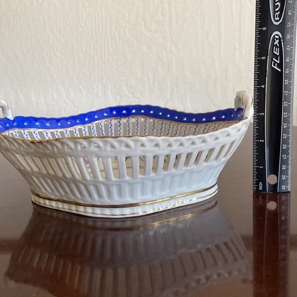 Hand Painted Porcelain Decorative Basket - Picture 9 of 11